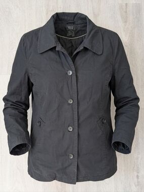 Denver Hayes Women's Black Button-Up Trench Spring Jacket Size XL